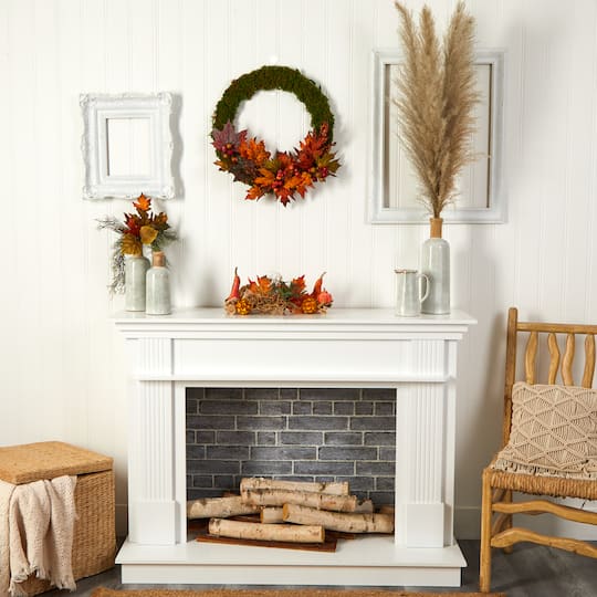 20" LED Fall Maple Leaf & Berries Autumn Wreath